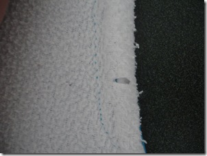 Cut Fleece in Cloth Diaper Seam